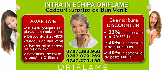 Fii Reprezentant Oriflame sau Cumpara direct de la Oriflame - REDUCERI de 40% | Inscrierea este GRATUITA - Cadouri extraordinare la inscriere | Cel mai complet website creat special pentru cei ambitiosi si perseverenti - Intra in lumea Oriflame!